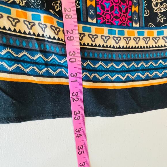 DeJaVu Teal Pink Ethnic Lightweight Colorful Festival Boho Summer Shift Dress L - Picture 13 of 13